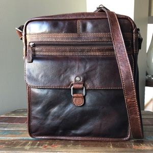 Jack Georges Large Voyager Crossbody Leather NWT